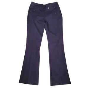 CAbi Navy Blue Sailor Flare Pants High Rise Nautical Button 4 Pinup Look Retro